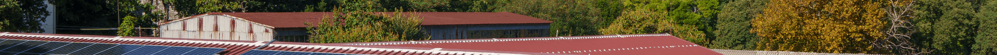 Solar energy installation with panels and blue sky